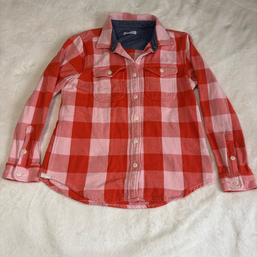 Outerknown Red and Pink Plaid Utility shirt Jacket